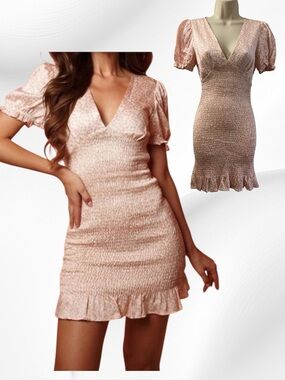 Zara Body Con Smocked Mini Dress w/ Daisy Print Size Small NWT MSRP $50